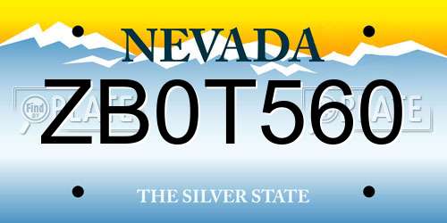 ZB0T560 Nevada License Plate