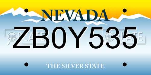ZB0Y535 Nevada License Plate