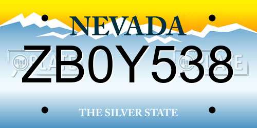 ZB0Y538 Nevada License Plate