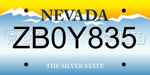 ZB0Y835 Nevada License Plate