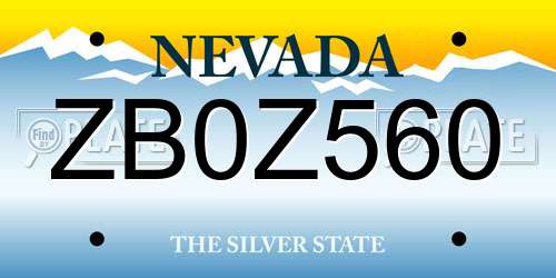 ZB0Z560 Nevada License Plate