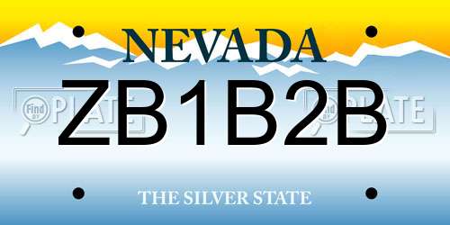 ZB1B2B Nevada License Plate