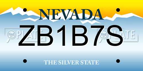 ZB1B7S Nevada License Plate