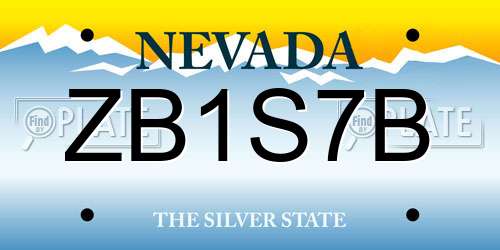 ZB1S7B Nevada License Plate