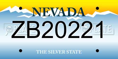 ZB20221 Nevada License Plate