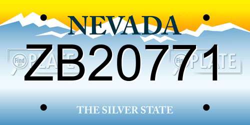 ZB20771 Nevada License Plate