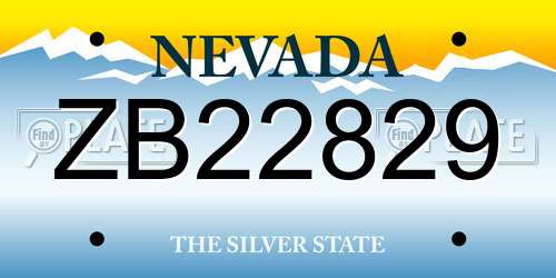 ZB22829 Nevada License Plate