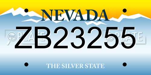 ZB23255 Nevada License Plate