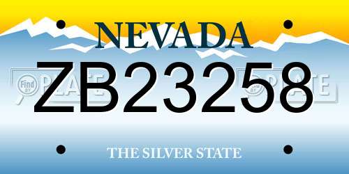 ZB23258 Nevada License Plate