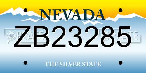 ZB23285 Nevada License Plate