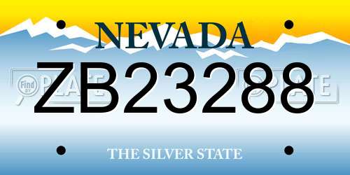 ZB23288 Nevada License Plate