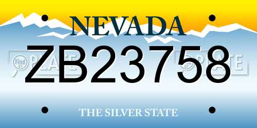 ZB23758 Nevada License Plate