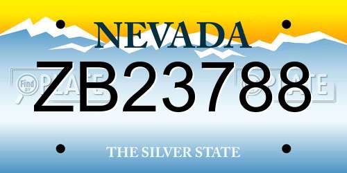 ZB23788 Nevada License Plate
