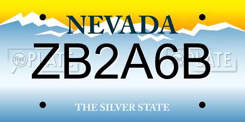 ZB2A6B Nevada License Plate