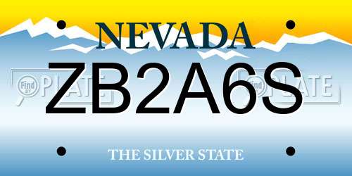 ZB2A6S Nevada License Plate
