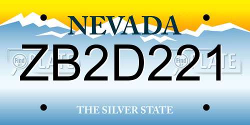 ZB2D221 Nevada License Plate