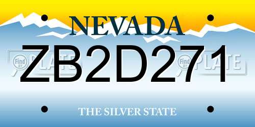 ZB2D271 Nevada License Plate
