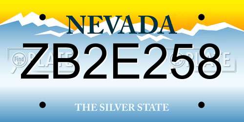 ZB2E258 Nevada License Plate