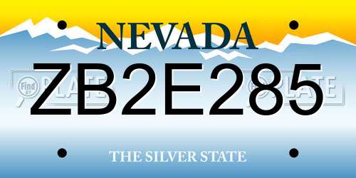 ZB2E285 Nevada License Plate