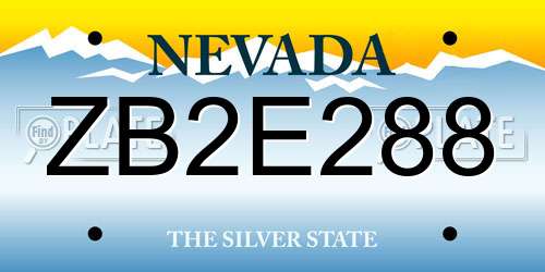 ZB2E288 Nevada License Plate