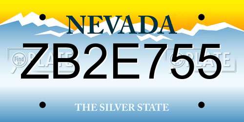 ZB2E755 Nevada License Plate