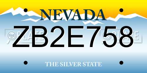 ZB2E758 Nevada License Plate