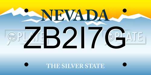 ZB2I7G Nevada License Plate
