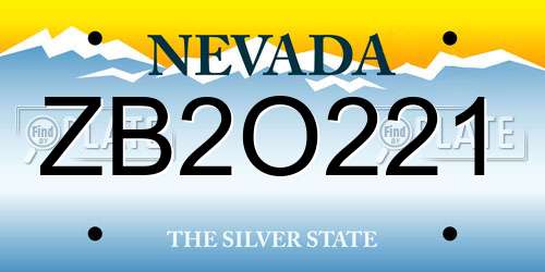 ZB2O221 Nevada License Plate