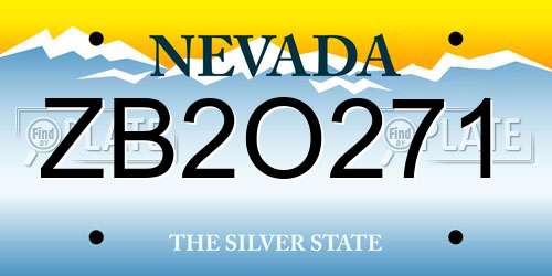 ZB2O271 Nevada License Plate