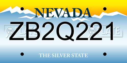 ZB2Q221 Nevada License Plate