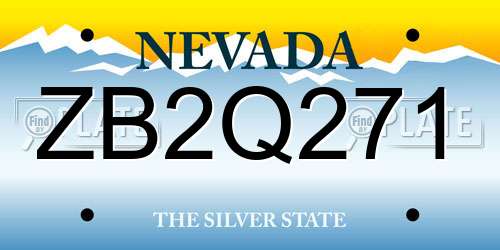 ZB2Q271 Nevada License Plate