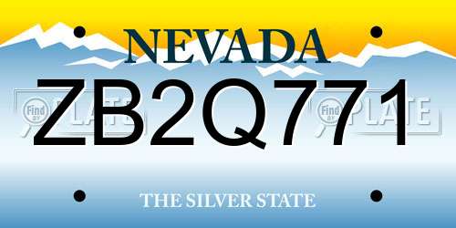 ZB2Q771 Nevada License Plate