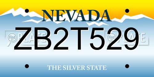 ZB2T529 Nevada License Plate