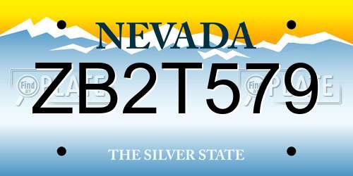 ZB2T579 Nevada License Plate
