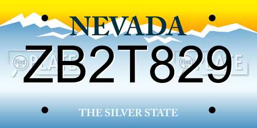 ZB2T829 Nevada License Plate