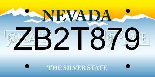 ZB2T879 Nevada License Plate