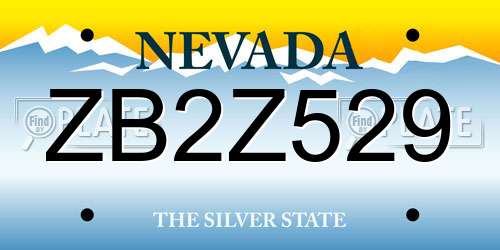 ZB2Z529 Nevada License Plate