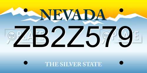 ZB2Z579 Nevada License Plate