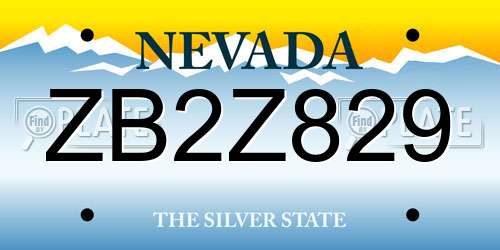 ZB2Z829 Nevada License Plate