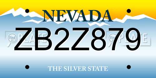 ZB2Z879 Nevada License Plate