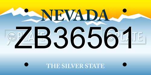 ZB36561 Nevada License Plate
