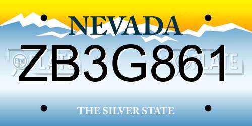 ZB3G861 Nevada License Plate