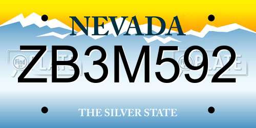 ZB3M592 Nevada License Plate