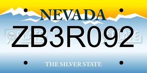 ZB3R092 Nevada License Plate