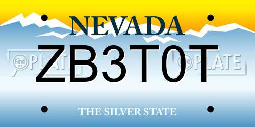 ZB3T0T Nevada License Plate