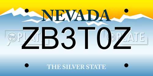 ZB3T0Z Nevada License Plate