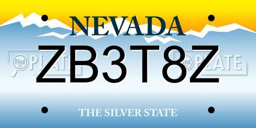 ZB3T8Z Nevada License Plate