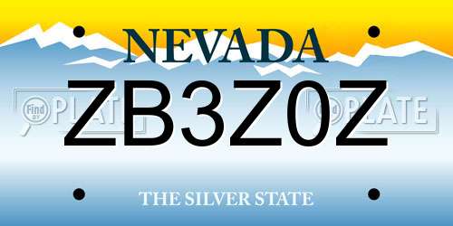 ZB3Z0Z Nevada License Plate