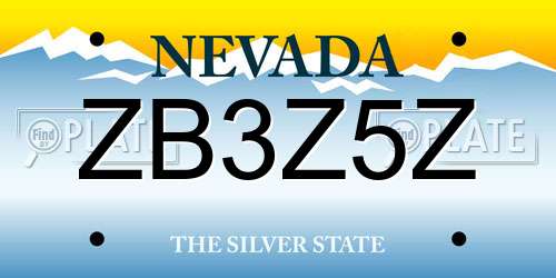 ZB3Z5Z Nevada License Plate