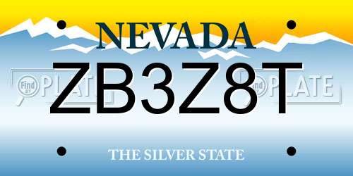ZB3Z8T Nevada License Plate